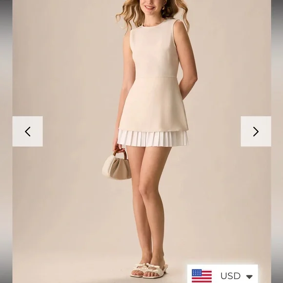 Rihoas Apricot Splicing Pleated Mini Dress Size Large - Picture 3 of 11